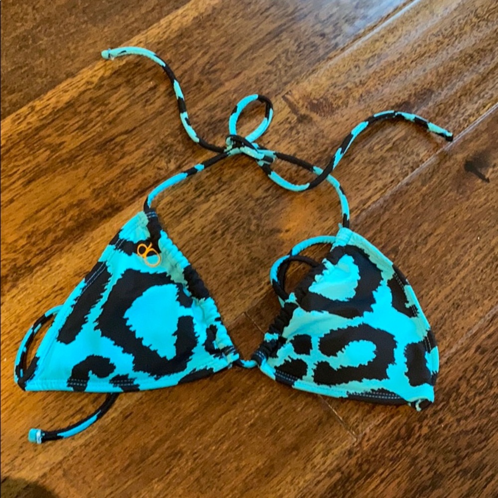 Blue animal print bikini top
